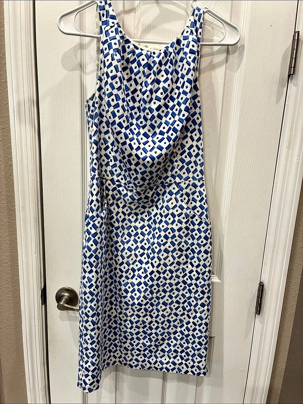 Lauren Ralph Lauren Geometric Mini Dress in Blue & White Size 6 Like New